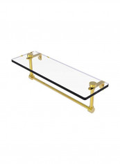 Vanity Integrated Towel Bar Glass Shelf Clear/Gold 16inch