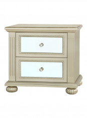 Hampton 2-Drawer Night Stand Gold/White 60x60x47centimeter
