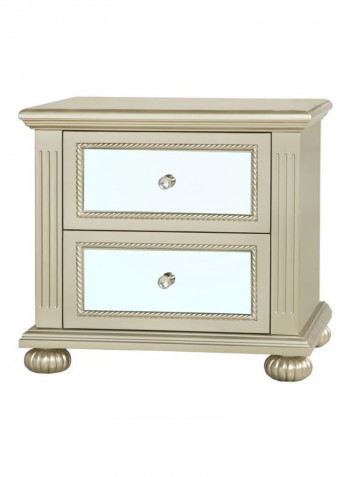 Hampton 2-Drawer Night Stand Gold/White 60x60x47centimeter