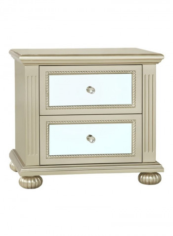 Hampton 2-Drawer Night Stand Gold/White 60x60x47centimeter