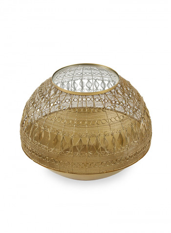 Herringbone End Table Medium Gold 73x73x54cm