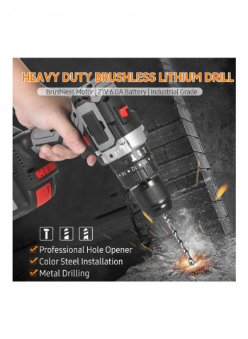 21V Cordless Drill With Plastic Tool Box Multicolour