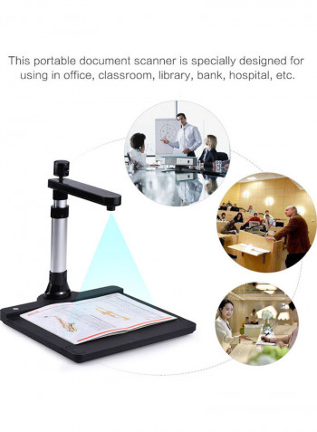 Adjustable HD High Speed USB Book Image Document Camera Scanner Dual Lens أسود/فضي