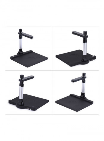 Adjustable HD High Speed USB Book Image Document Camera Scanner Dual Lens أسود/فضي