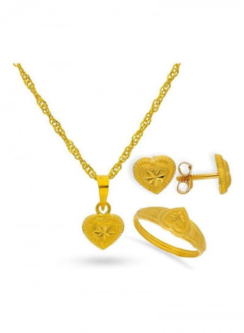Gold Heart Pendant Set Gold