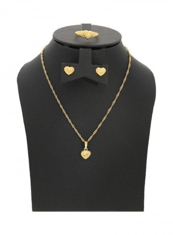 Gold Heart Pendant Set Gold