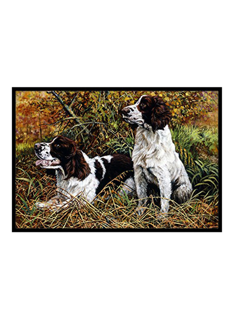 Two Springer Spaniels in The Grasses Printed Doormat Multicolour 18x27x0.25inch