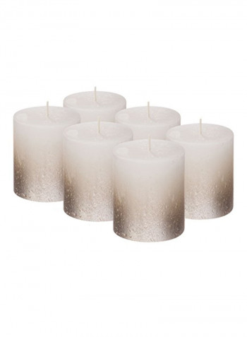 6-Piece Unscented Pillar Candle White