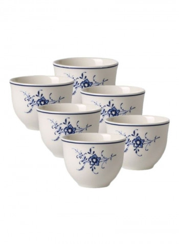 6-Piece Old Luxemburg Arabic Tea Cup Set White/Blue 480ml