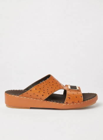 Textured Arabic Sandals Brown