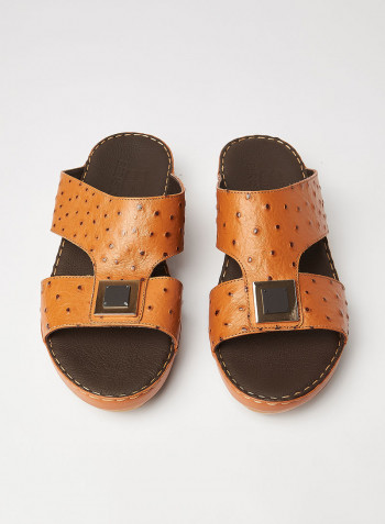 Textured Arabic Sandals Brown