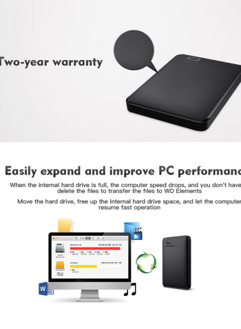 2.5" Portable External Hard Drive 2GB Black