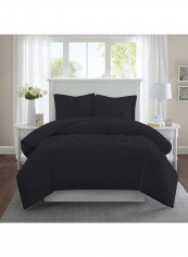 3-Piece Tufted Pattern Egyptian Cotton Duvet Cover Set Black Super King