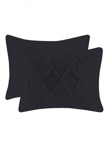 3-Piece Tufted Pattern Egyptian Cotton Duvet Cover Set Black Super King