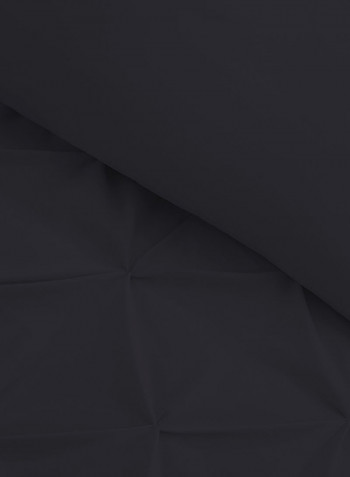3-Piece Tufted Pattern Egyptian Cotton Duvet Cover Set Black Super King