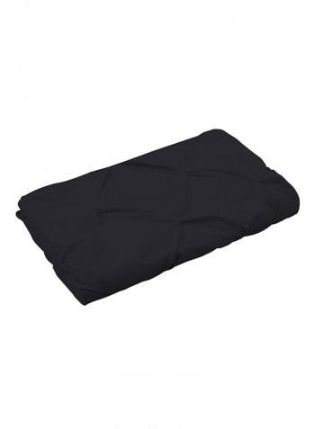 3-Piece Tufted Pattern Egyptian Cotton Duvet Cover Set Black Super King