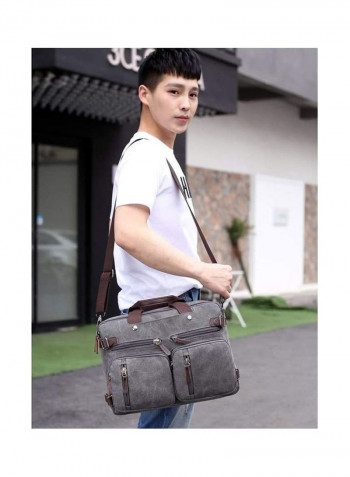 Fashion Messenger Canvas Bag Shoulder Portable Men's Backpack Multi-function Travel Bag-Grey Grey