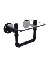 Pipeline Collection Glass Shelf Black/Clear 9.5x6.7x6.4inch