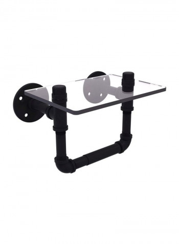 Pipeline Collection Glass Shelf Black/Clear 9.5x6.7x6.4inch