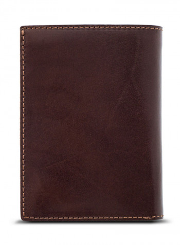 Adroit Vertical Genuine Leather Wallet Dark Brown