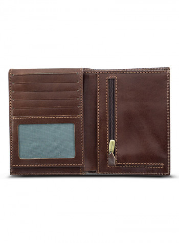 Adroit Vertical Genuine Leather Wallet Dark Brown