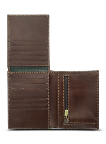 Adroit Vertical Genuine Leather Wallet Dark Brown