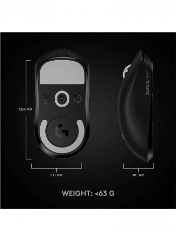 G PRO X Superlight Wireless Gaming Mouse 40x63.5x125Milimmiter Black