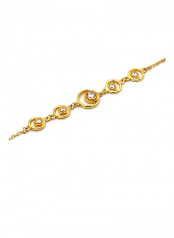 18 Karat Gold Circle Round Stone Bracelet