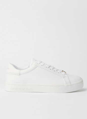 Logo Monogram Leather Sneakers Bright White
