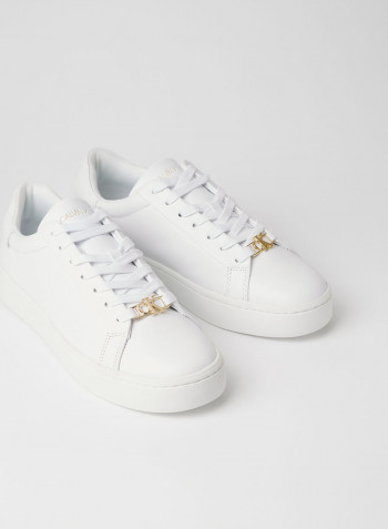 Logo Monogram Leather Sneakers Bright White