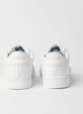 Logo Monogram Leather Sneakers Bright White