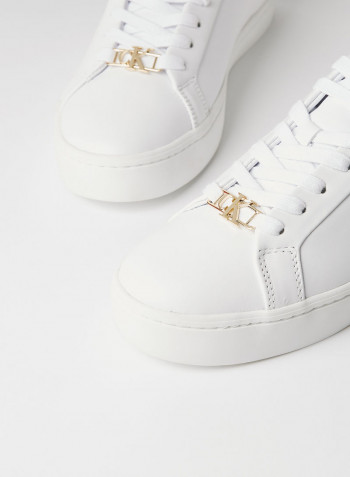 Logo Monogram Leather Sneakers Bright White