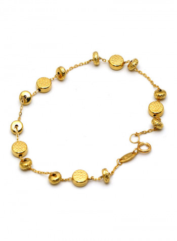 18 Karat Gold Texture Roller Bead Bracelet