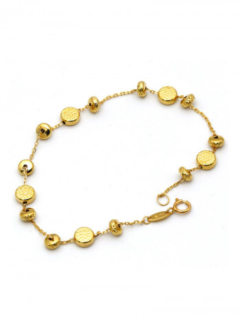 18 Karat Gold Texture Roller Bead Bracelet