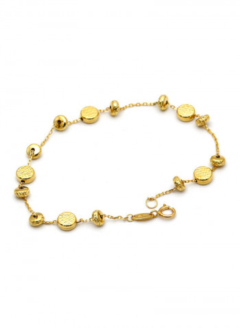 18 Karat Gold Texture Roller Bead Bracelet
