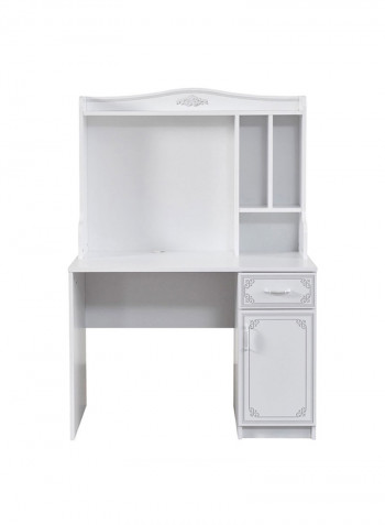 Flora Study Desk With Hutch White 63x152x106cm