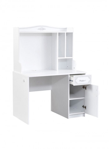 Flora Study Desk With Hutch White 63x152x106cm