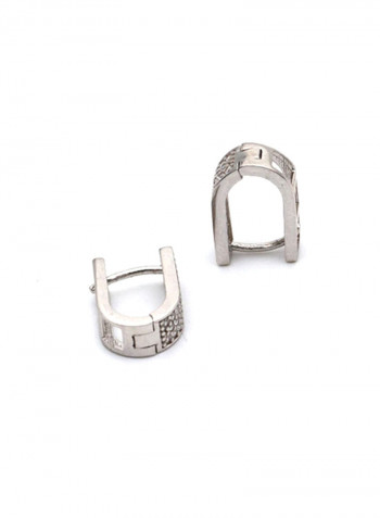 18k Gold Curved Stone Earring Set