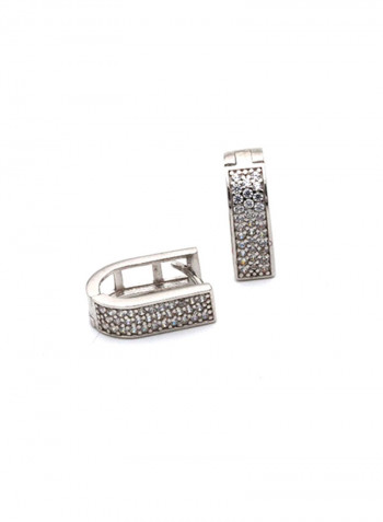 18k Gold Curved Stone Earring Set