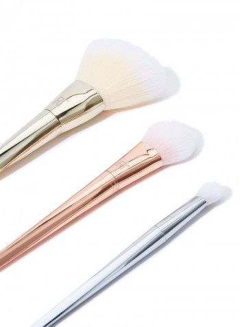 3-Piece Bold Metal Collection Brush Set Gold/Beige/Silver