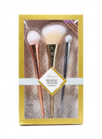 3-Piece Bold Metal Collection Brush Set Gold/Beige/Silver