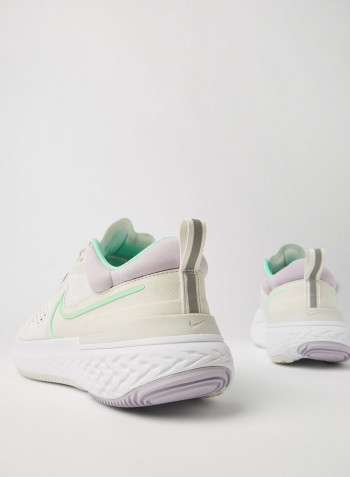 React Miler 2 Running Shoes Platinum Tint/Green Glow/White