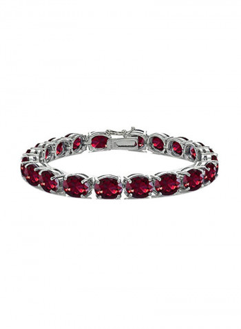 925 Sterling Silver Ruby Studded Tennis Bracelet