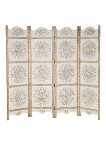 4 Panel Carved Room Divider Grey/Beige 200x9x180cm