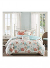 6-Piece Cotton Duvet Cover Set White/Blue/Pink Full/Queen