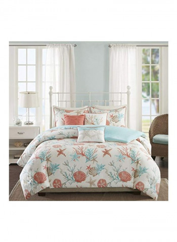 6-Piece Cotton Duvet Cover Set White/Blue/Pink Full/Queen