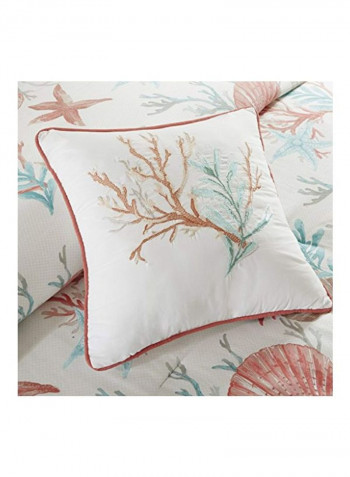6-Piece Cotton Duvet Cover Set White/Blue/Pink Full/Queen