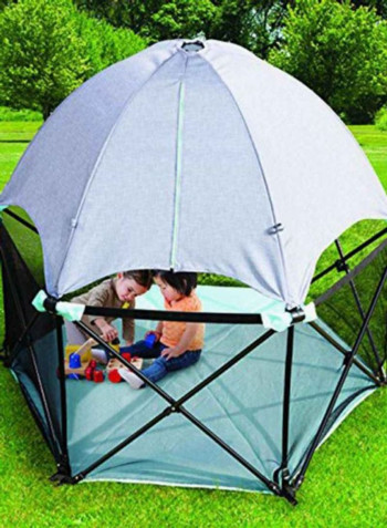 Pop N Play Deluxe Ultimate Play Yard - Grey/Blue/Black