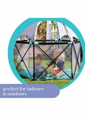 Pop N Play Deluxe Ultimate Play Yard - Grey/Blue/Black