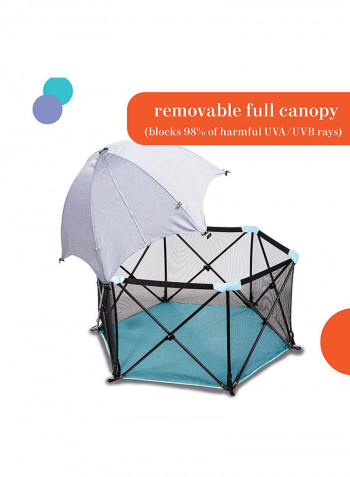 Pop N Play Deluxe Ultimate Play Yard - Grey/Blue/Black